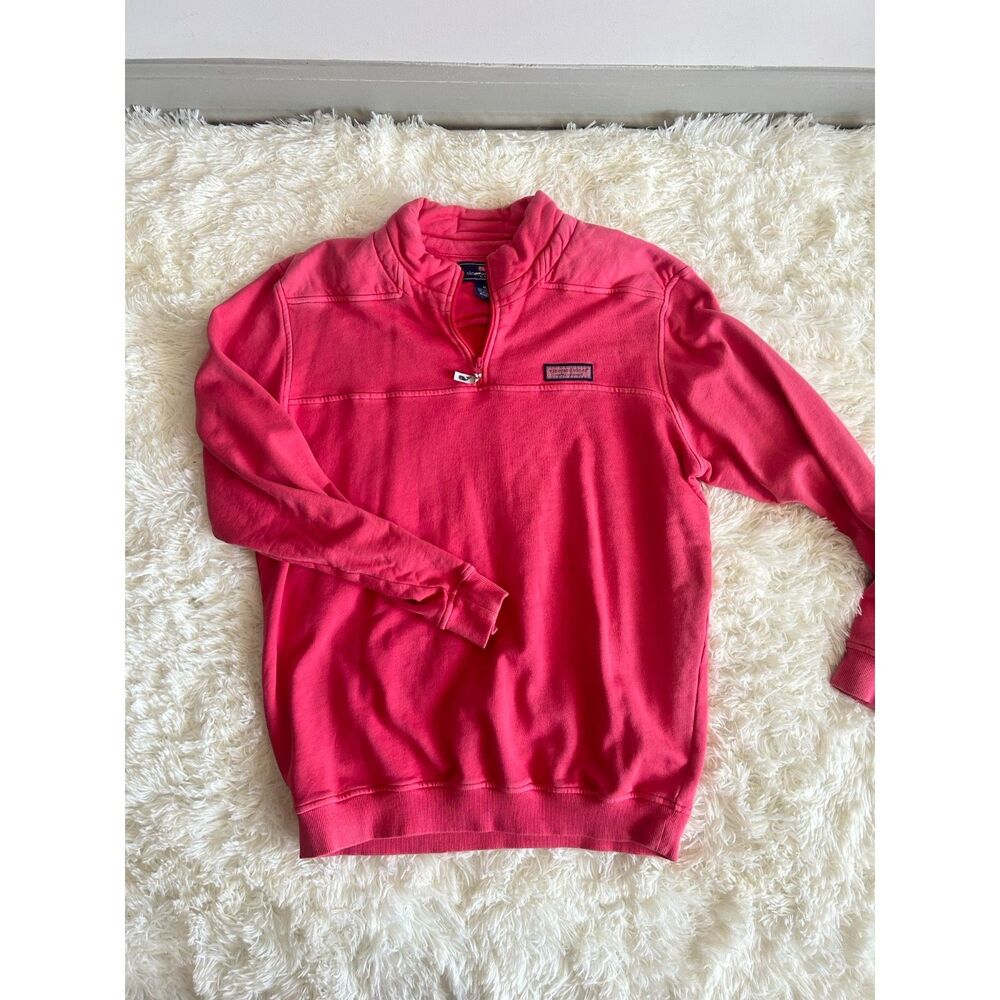 Vineyard Vines Mens Size M Pink 1/4 Zip Shep Shirt Pullover Sweatshirt Preppy